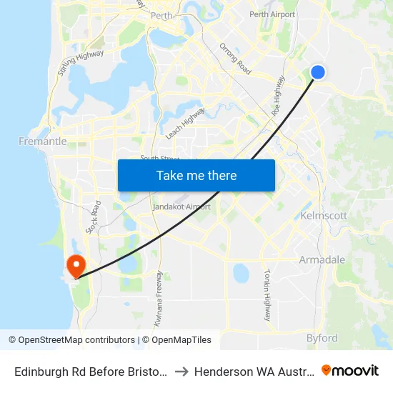 Edinburgh Rd Before Bristol Wy to Henderson WA Australia map