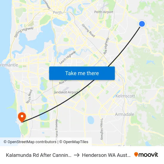 Kalamunda Rd After Canning Rd to Henderson WA Australia map