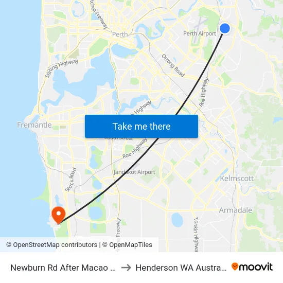 Newburn Rd After Macao Rd to Henderson WA Australia map