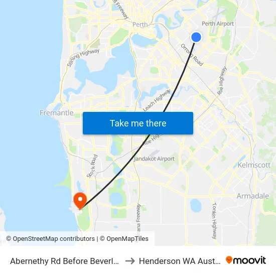 Abernethy Rd Before Beverley Rd to Henderson WA Australia map