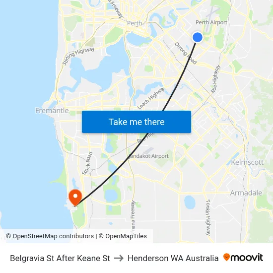 Belgravia St After Keane St to Henderson WA Australia map