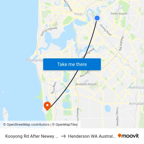 Kooyong Rd After Newey St to Henderson WA Australia map