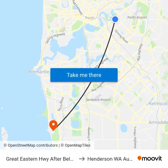 Great Eastern Hwy After Belmont Av to Henderson WA Australia map