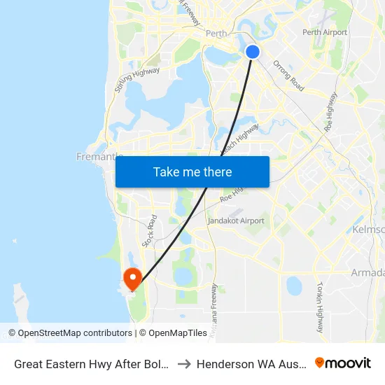 Great Eastern Hwy After Bolton Av to Henderson WA Australia map