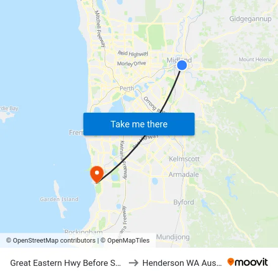 Great Eastern Hwy Before Sayer St to Henderson WA Australia map