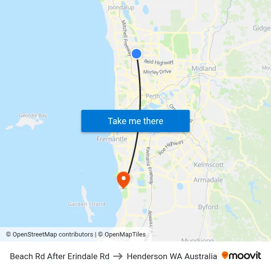 Beach Rd After Erindale Rd to Henderson WA Australia map