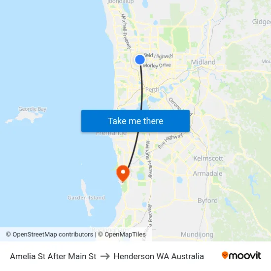 Amelia St After Main St to Henderson WA Australia map