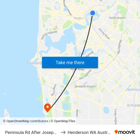 Peninsula Rd After Joseph St to Henderson WA Australia map
