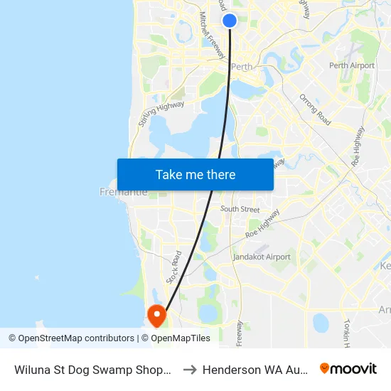 Wiluna St Dog Swamp Shopping Ctr to Henderson WA Australia map