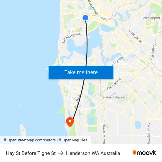 Hay St Before Tighe St to Henderson WA Australia map