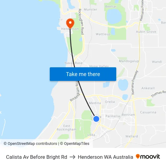 Calista Av Before Bright Rd to Henderson WA Australia map