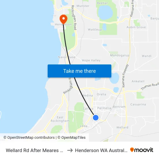 Wellard Rd After Meares Av to Henderson WA Australia map