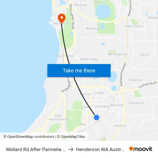 Wellard Rd After Parmelia Av to Henderson WA Australia map