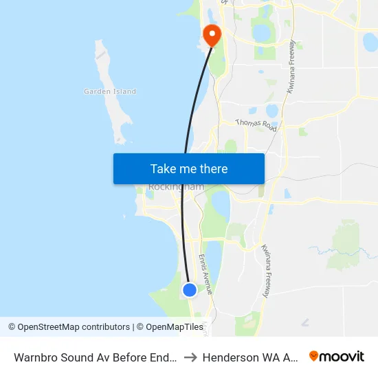 Warnbro Sound Av Before Endeavour Dr to Henderson WA Australia map