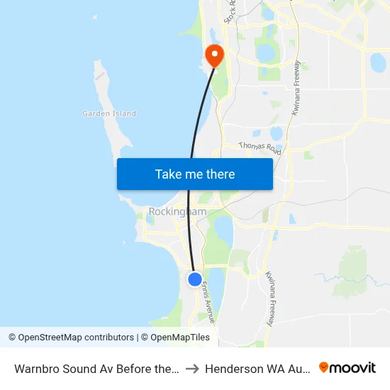 Warnbro Sound Av Before the Avenue to Henderson WA Australia map