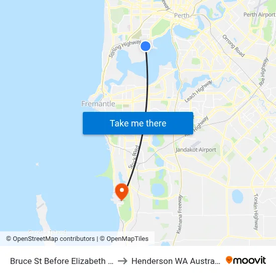 Bruce St Before Elizabeth St to Henderson WA Australia map