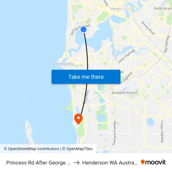 Princess Rd After George Av to Henderson WA Australia map