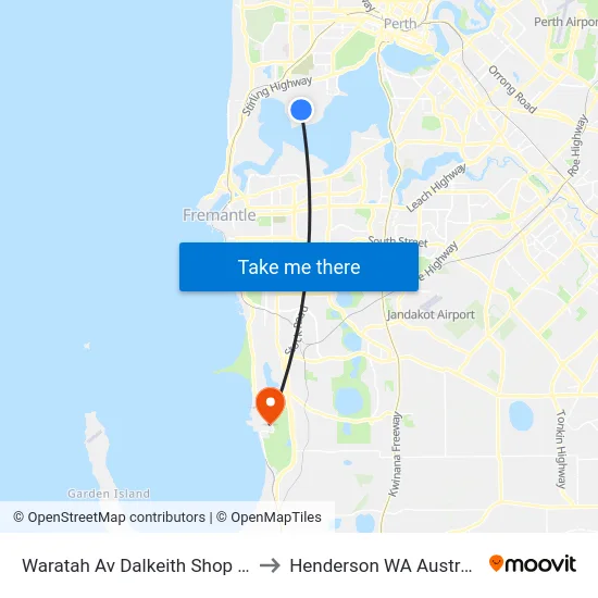 Waratah Av Dalkeith Shop Ctr to Henderson WA Australia map