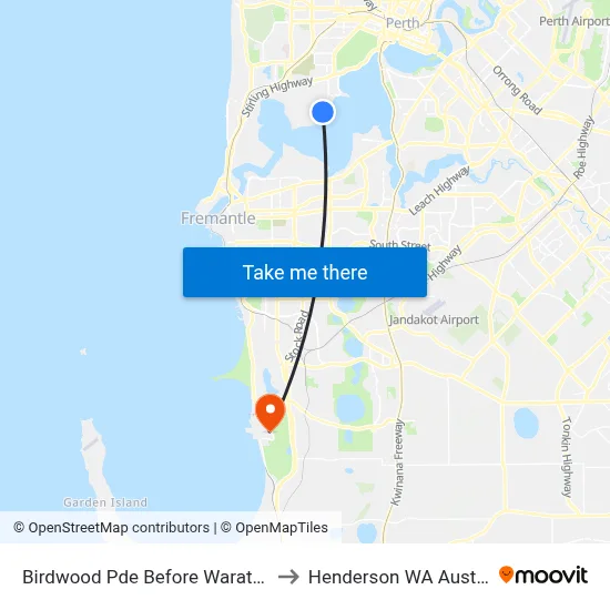 Birdwood Pde Before Waratah Av to Henderson WA Australia map