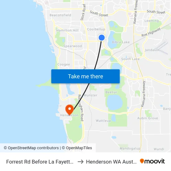 Forrest Rd Before La Fayette Bvd to Henderson WA Australia map