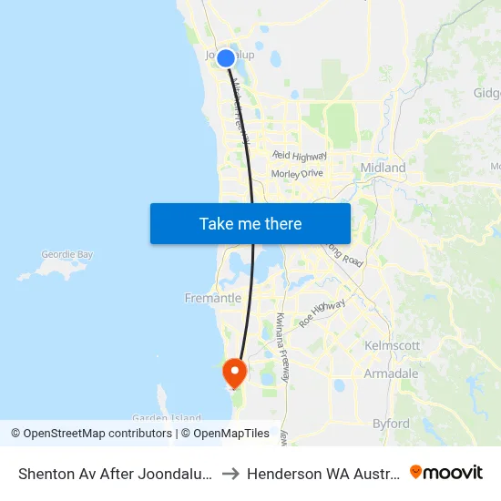 Shenton Av After Joondalup Dr to Henderson WA Australia map