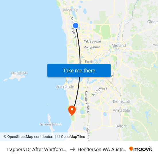 Trappers Dr After Whitfords Av to Henderson WA Australia map