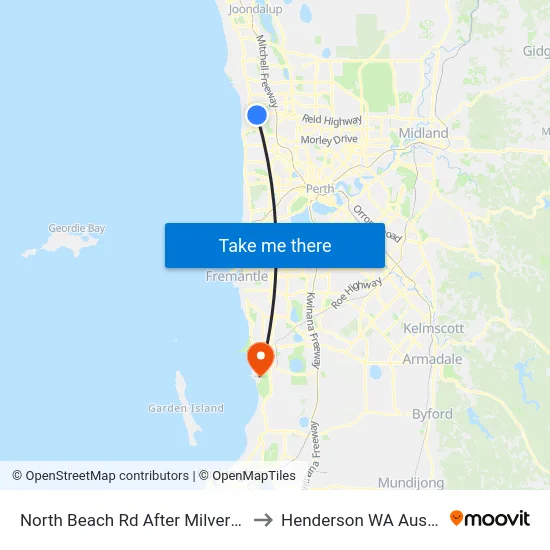 North Beach Rd After Milverton Av to Henderson WA Australia map