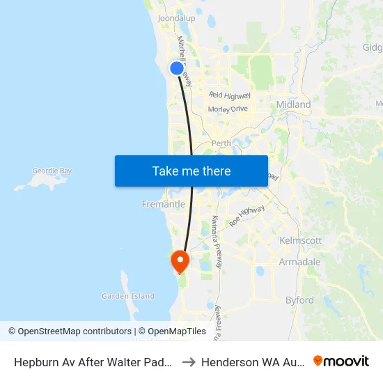 Hepburn Av After Walter Padbury Bvd to Henderson WA Australia map