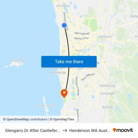 Glengarry Dr After Castlefern Wy to Henderson WA Australia map