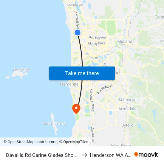 Davallia Rd Carine Glades Shopping Centre to Henderson WA Australia map