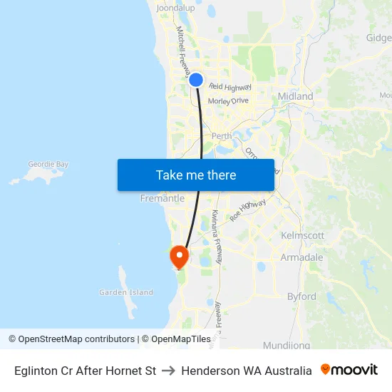 Eglinton Cr After Hornet St to Henderson WA Australia map