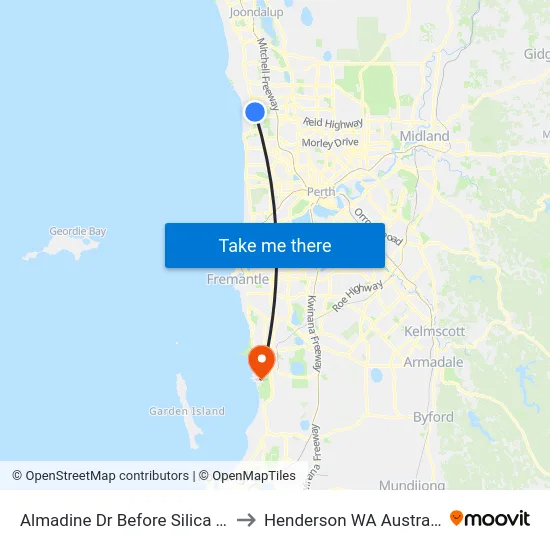 Almadine Dr Before Silica Rd to Henderson WA Australia map