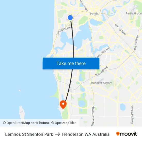 Lemnos St Shenton Park to Henderson WA Australia map