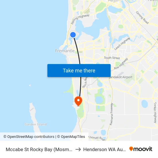 Mccabe St Rocky Bay (Mosman Park) to Henderson WA Australia map