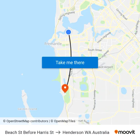 Beach St Before Harris St to Henderson WA Australia map