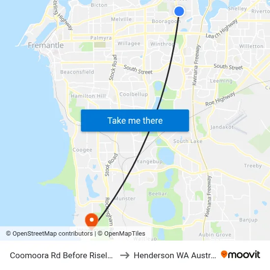 Coomoora Rd Before Riseley St to Henderson WA Australia map