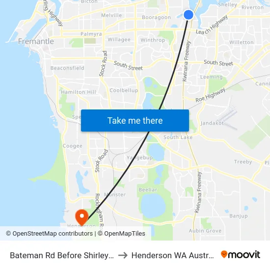 Bateman Rd Before Shirley Av to Henderson WA Australia map