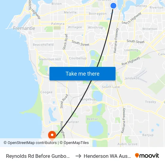 Reynolds Rd Before Gunbower Rd to Henderson WA Australia map