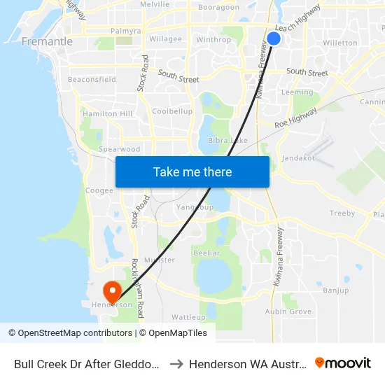 Bull Creek Dr After Gleddon Rd to Henderson WA Australia map