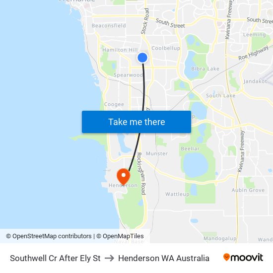 Southwell Cr After Ely St to Henderson WA Australia map