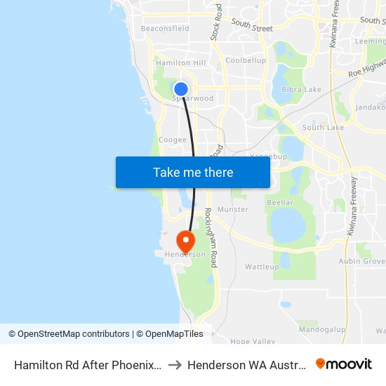 Hamilton Rd After Phoenix Rd to Henderson WA Australia map