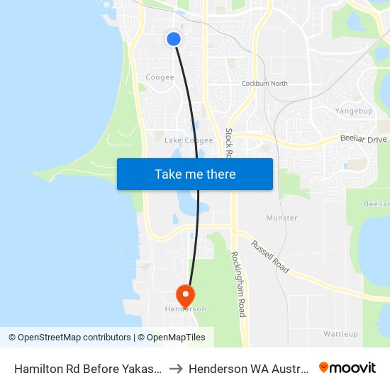 Hamilton Rd Before Yakas Rd to Henderson WA Australia map