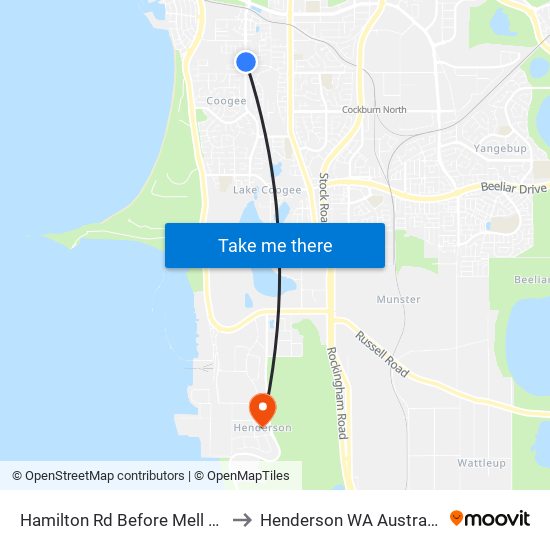 Hamilton Rd Before Mell Rd to Henderson WA Australia map