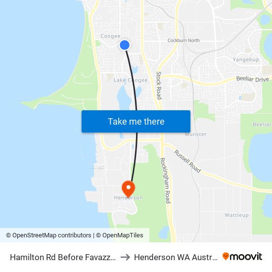 Hamilton Rd Before Favazzo Pl to Henderson WA Australia map