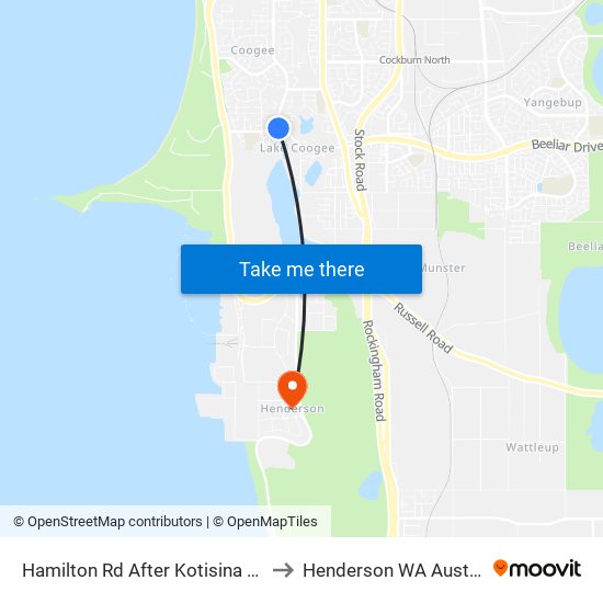 Hamilton Rd After Kotisina Gdns to Henderson WA Australia map