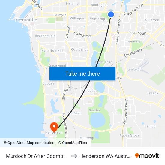 Murdoch Dr After Coombs Pl to Henderson WA Australia map