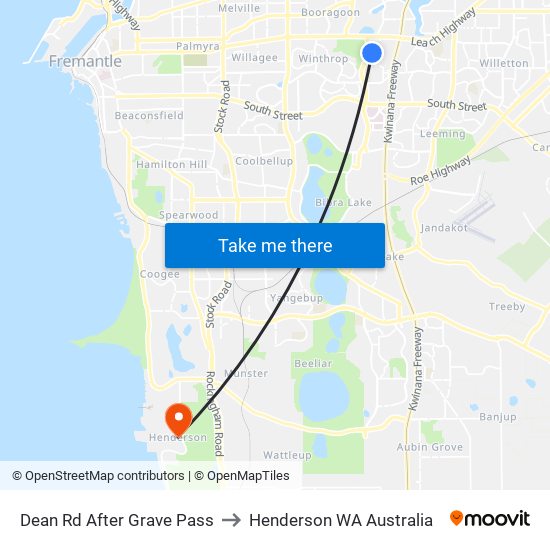 Dean Rd After Grave Pass to Henderson WA Australia map