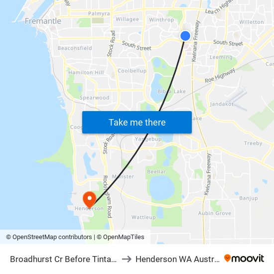 Broadhurst Cr Before Tintal Wy to Henderson WA Australia map