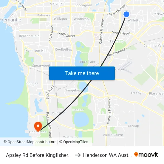Apsley Rd Before Kingfisher Loop to Henderson WA Australia map