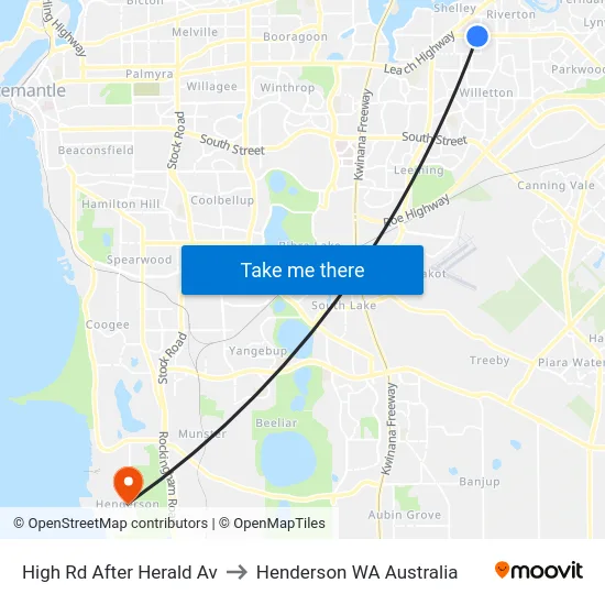 High Rd After Herald Av to Henderson WA Australia map